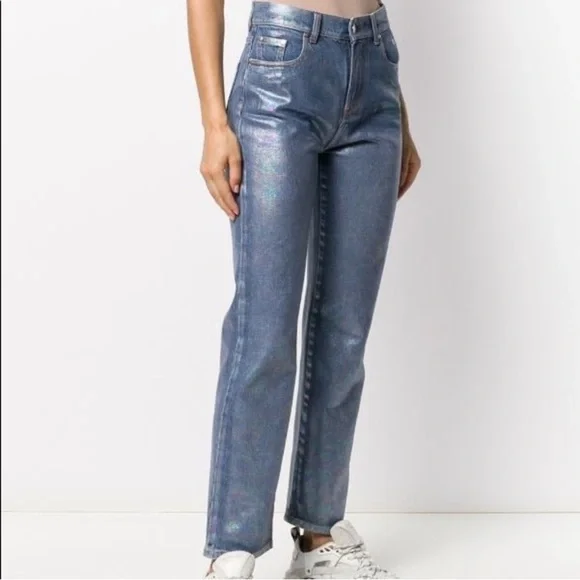 MSGM Blue Straight Leg High-Waisted Jeans - Picture 2 of 9